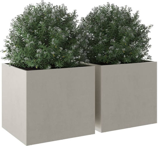 vidaXL Silber Set 2 Blumenkästen Metall Silver