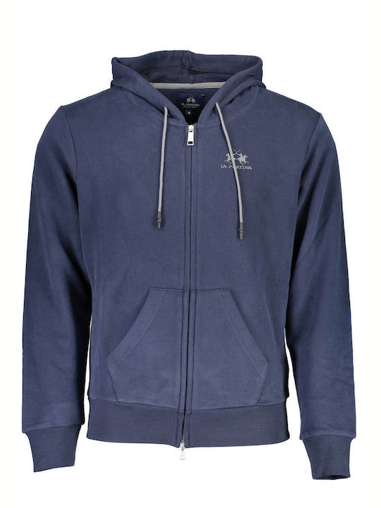 La Martina Herren Sweatshirt Jacke mit Kapuze und Taschen Blue