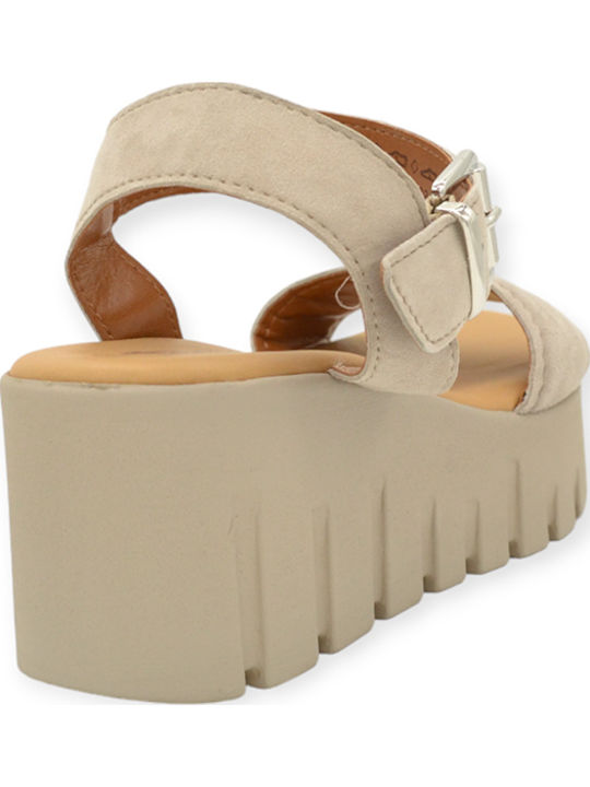 Damenplattformen Beige