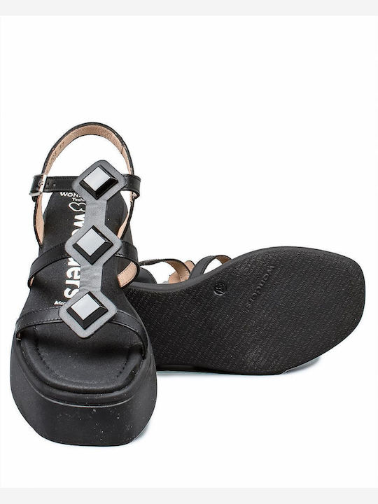 Women's Leather Platform Shoes Black