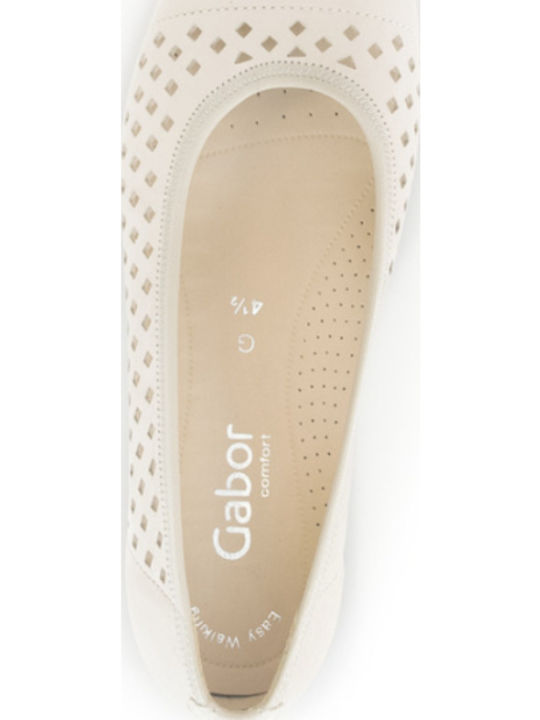 Lederne Damen Ballerinas in Beige Farbe