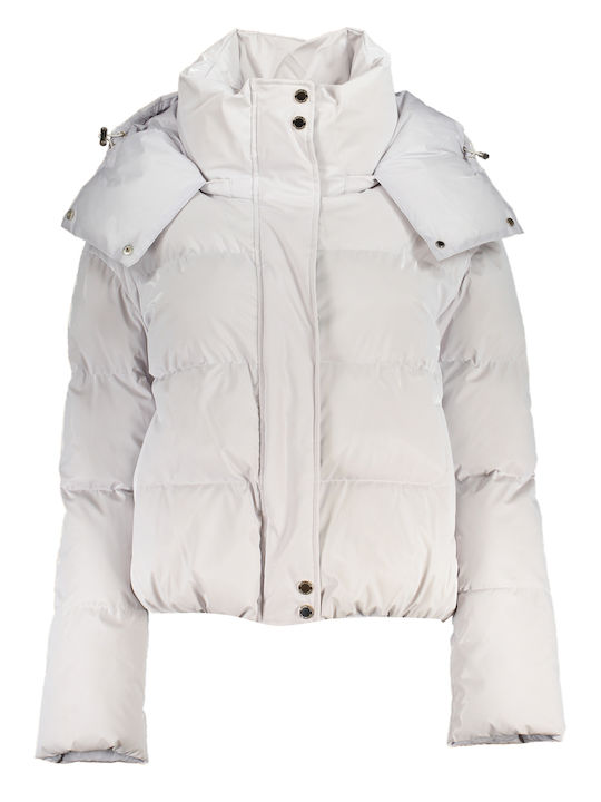 Patrizia Pepe Lang Damen Puffer Jacke für Winter Weiß