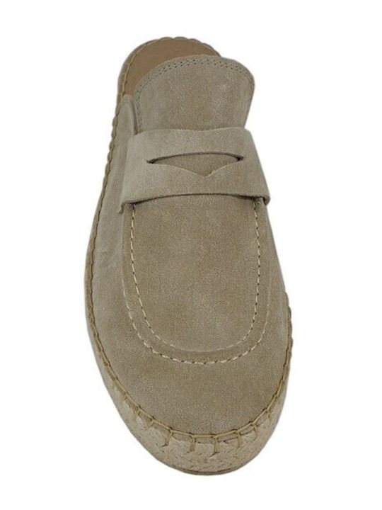 Flat Suede Mules σε Μπεζ Χρώμα