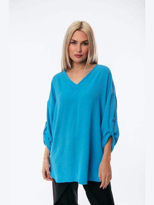 Boutique Women's Blouse with 3/4 Sleeve & V Neckline Ciell