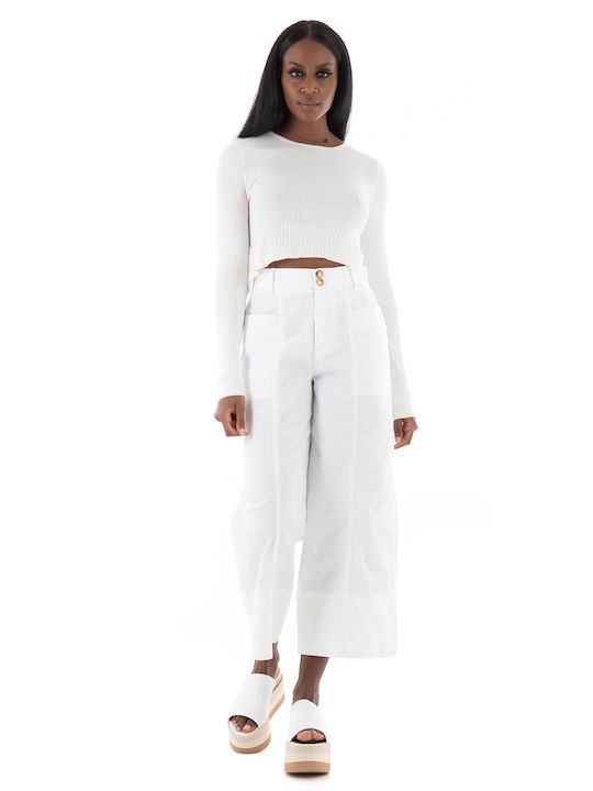 Only Women's Long Sleeve Crop Sweater Off White