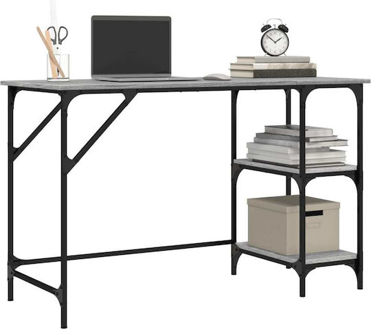 Desk Wooden Gray with Metal Legs 120x50x75cm