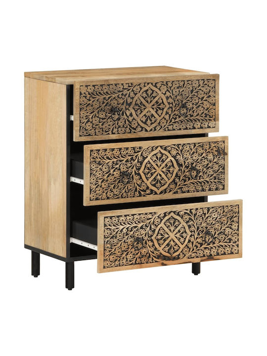 Cabinet Storage Made of Metal & Wood with 3 Drawers L60xW33xH75cm