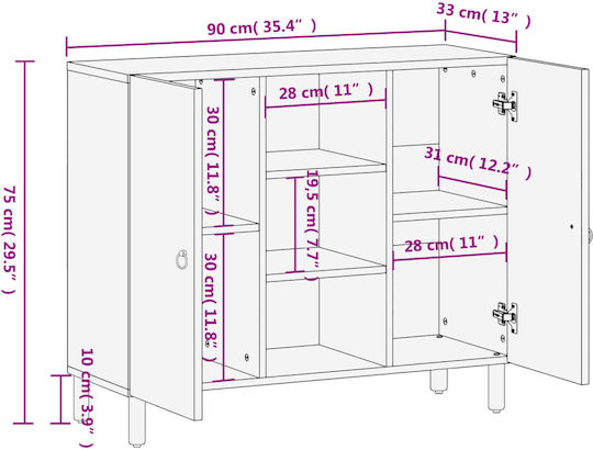 Cabinet de depozitare din metal și lemn L90xW33xH75buc