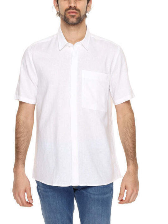 Antony Morato Men's Shirt Short Sleeve Linen Beige