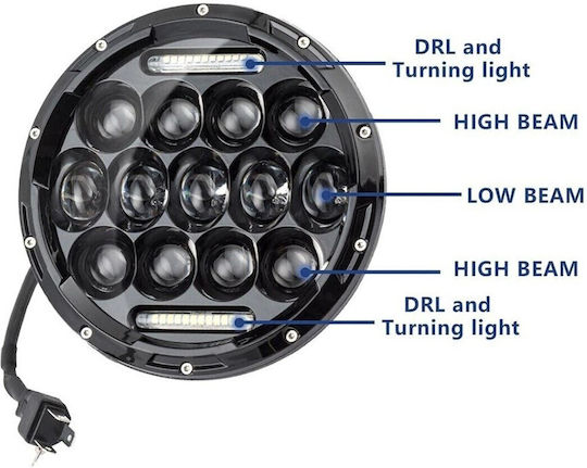 Front Lamp 7" Led Passing, High Beam, Position, Daytime Running Lamp 1 Pc