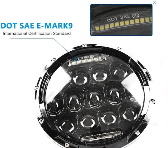 Front Lamp 7" Led Passing, High Beam, Position, Daytime Running Lamp 1 Pc