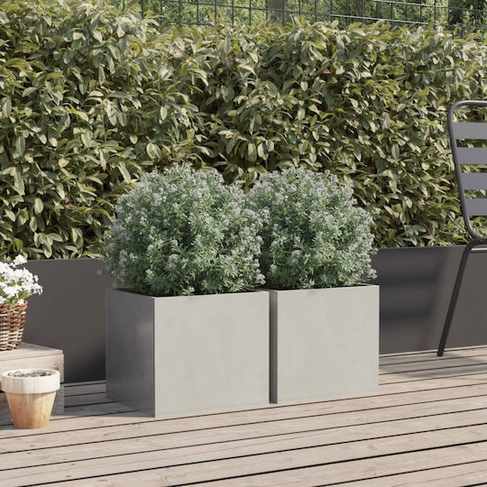 vidaXL Set 2 Metallische Blumenkästen Silber 30cm