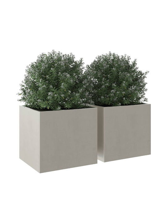 vidaXL Silver Set 2 Planters Metal Silver