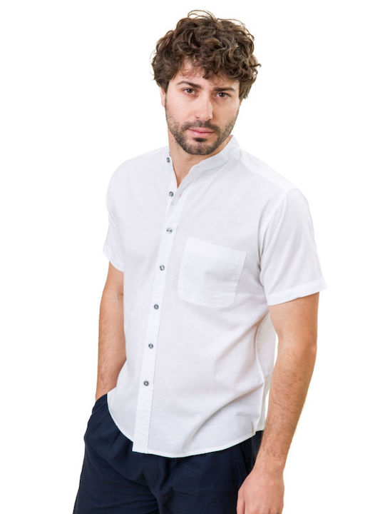 Natural Line Men's Shirt Short Sleeve Linen White