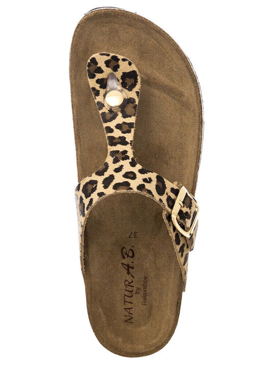 Leder Flache Sandalen für Damen in Braun Farbe