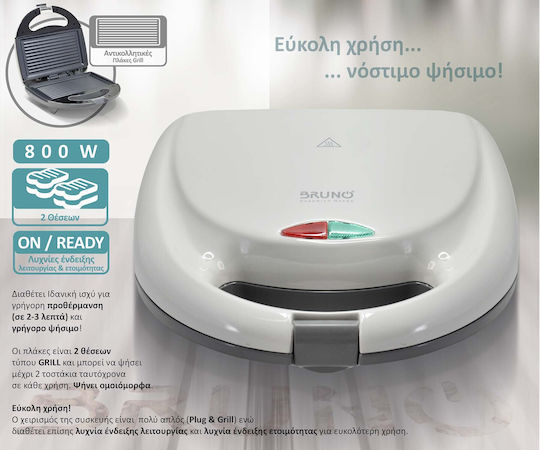 Bruno Sandwichmaker für for 2 Sandwiches Sandwiches 800W Weiß