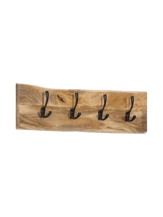 vidaXL Wooden Wall Hanger with 4 Slots Beige 82x7x22cm 1pc