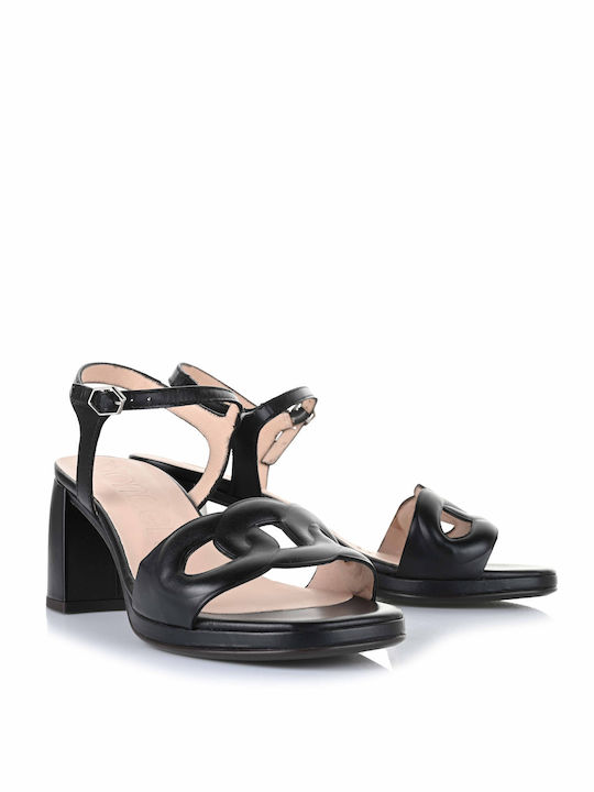 Wonders Leather Women's Sandals Black