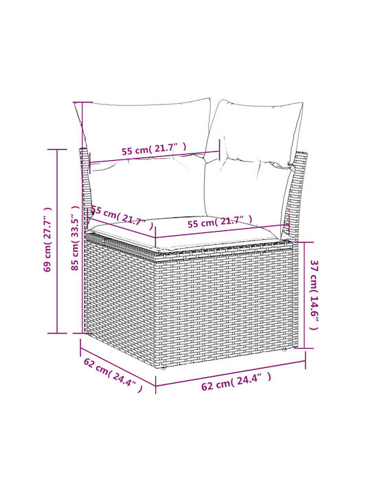 Corner Sofa Outdoor Rattan with Chest and Pillows 55x55x37cm