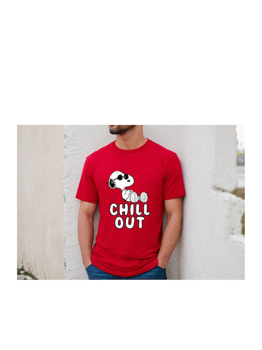 Fruit of the Loom Snoopy Chill Out Original Tricou Roșu Bumbac