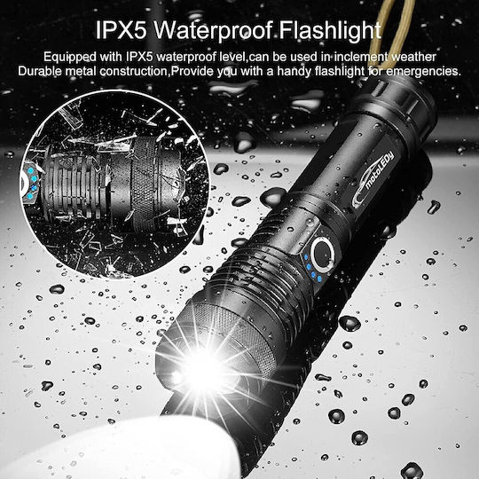 Επαναφορτιζόμενος Φακός LED IP67 με Μέγιστη Φωτεινότητα 10000lm