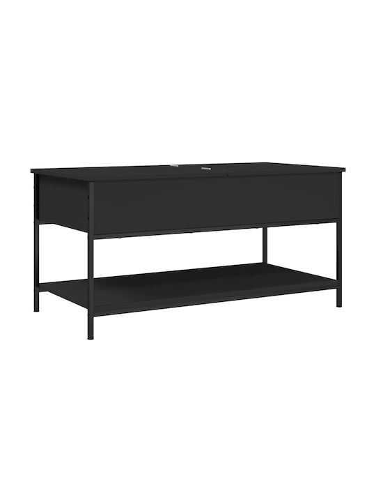 Rectangular Coffee Table Wooden Black Velvet-Black Metal L100xW50xH50cm.