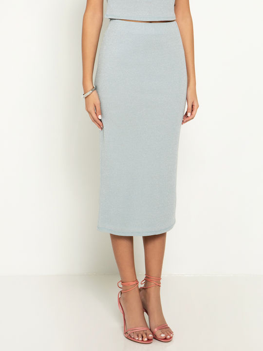 Pencil High-waisted Midi Skirt Light Blue
