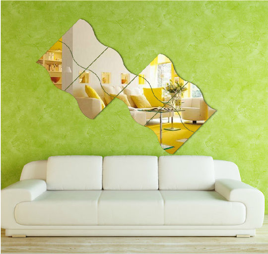 6er Set Spiegel Wellen Selbstklebende Dekorative Sticker für Bad, Wohnzimmer und Küche - Premium Deosebit Muster 19 X 17cm, Original Deals