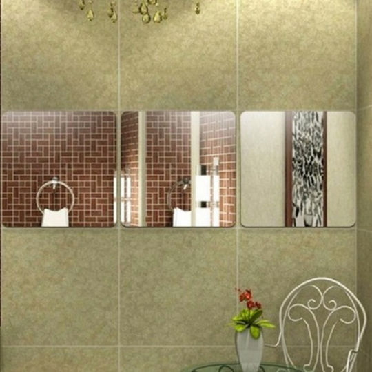 Set aus 6 quadratischen Spiegeln selbstklebender dekorativer Aufkleber für Badezimmer, Wohnzimmer und Küche - Deosebit Premium 15 x 15 cm Original Deals