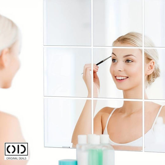 Self-adhesive Acrylic Mirrors For Wall And Furniture Decoration, Square Pattern With Straight Corners, Size 20 X 20 Cm, Set Of 4 Pieces, Original Deals