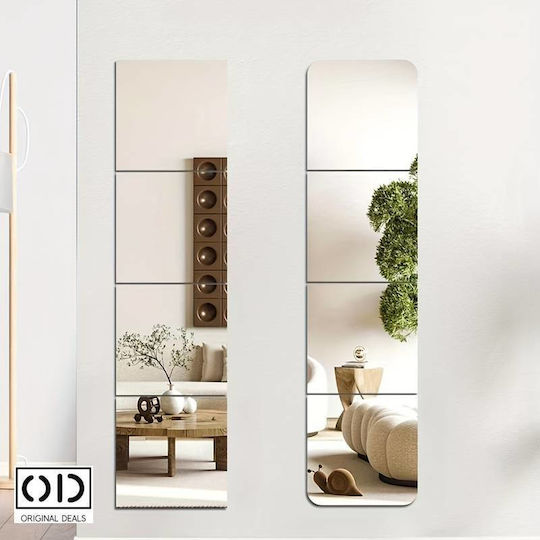 Self-adhesive Acrylic Mirrors For Wall And Furniture Decoration, Square Pattern With Straight Corners, Size 20 X 20 Cm, Set Of 4 Pieces, Original Deals