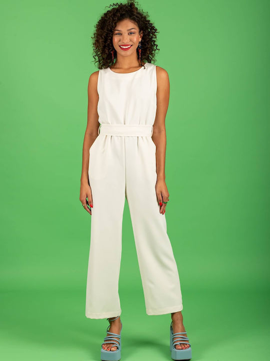 Women's Sleeveless One-piece Suit White