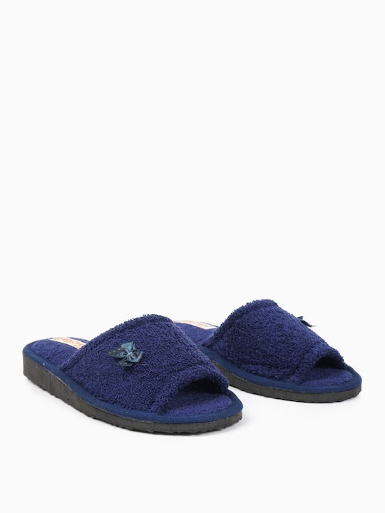 19326 Terry Winter Women's Slippers in Navy Blue color