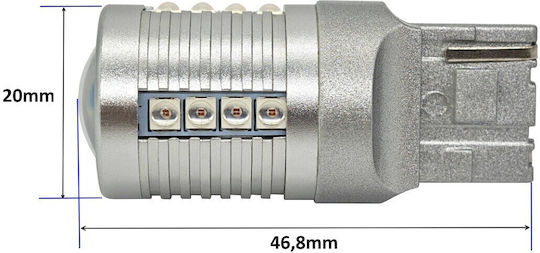 Lămpi Autoturismului W21W / W3x16d Canbus LED Roșu 12V / 24V 1buc