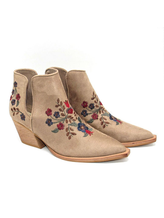 Corina Wildleder Damen Knöchelstiefel Beige