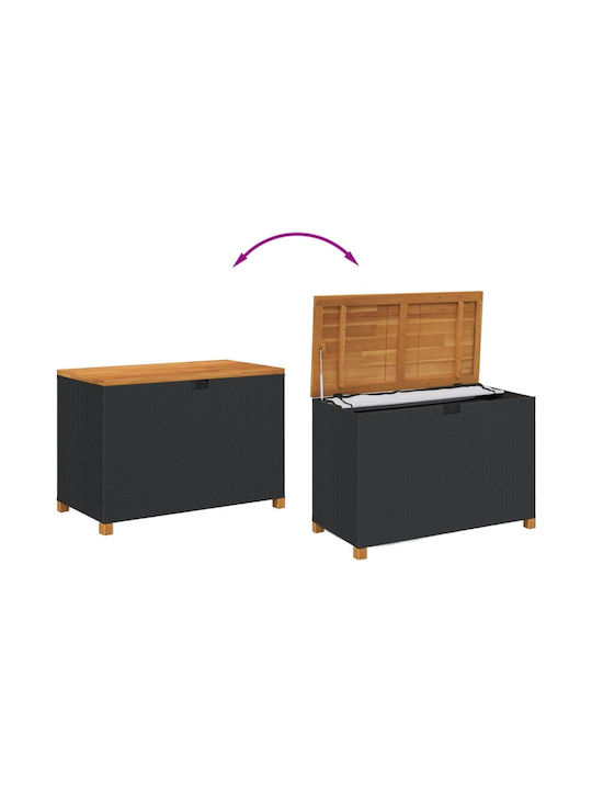 vidaXL Außenlagerbox Rattan Schwarz L110xB55xH63cm