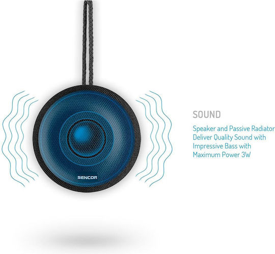 Sencor SSS 1000 NYX Ηχείο Bluetooth 3W με Διάρκεια Μπαταρίας έως 13 ώρες Μαύρο