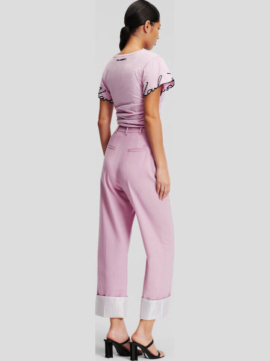 Damen Stoff Hose Gestreift Lilac 241w1010