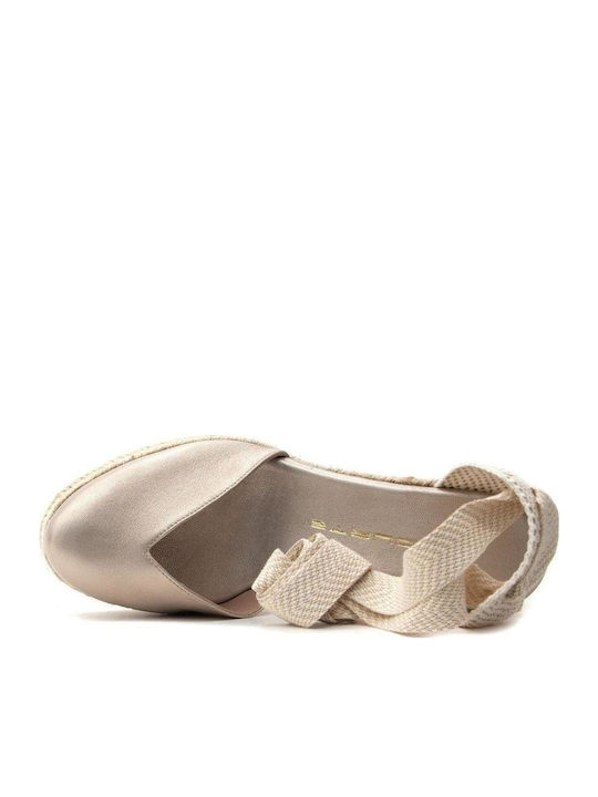 Women's Leather Platform Espadrilles Gold