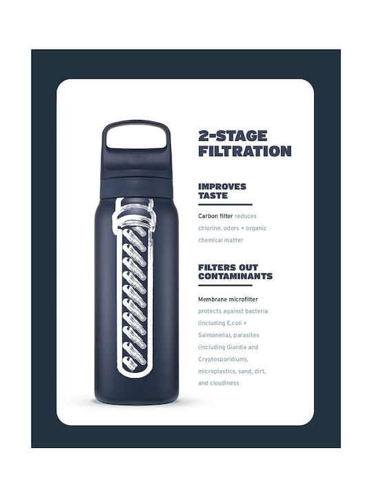 Lifestraw Wasserflasche Rostfreier Stahl mit Filter 650ml Gray