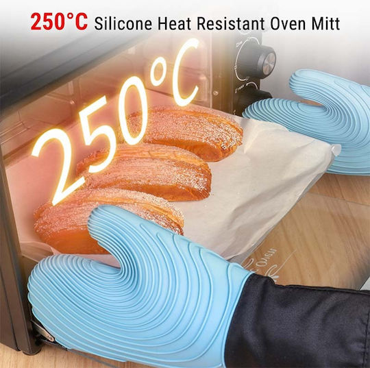 Thermo Pro Σετ Γάντια Κουζίνας από Σιλικόνη Μπλε 2τμχ