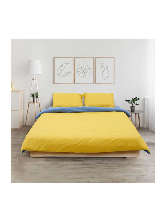 Heinner Sheet Set with 2 Pillowcases Double 200x220cm. Yellow/blue 3pcs