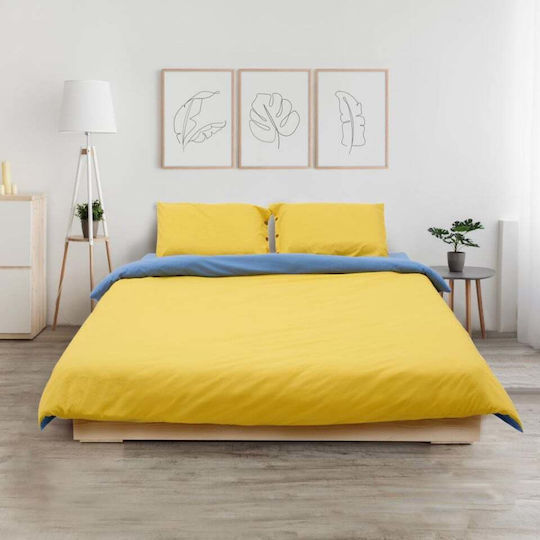 Heinner Σετ Σεντόνι με 2 Μαξιλαροθήκες Διπλό 200x220εκ. Yellow/blue (3τμχ)