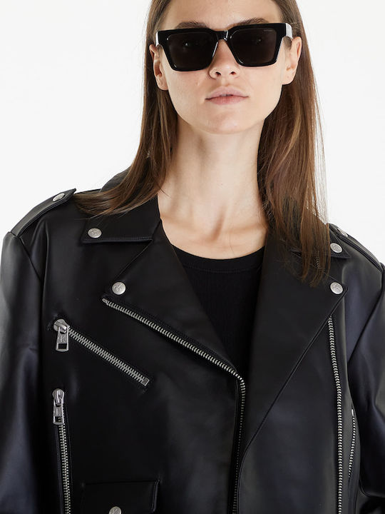 Calvin Klein Jacket Biker made of Leatherette Black