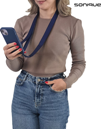 Sonique Strap Back Cover Silicone 0.5mm with Strap Navy Blue (Poco M5)