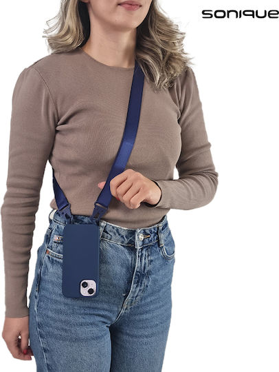 Sonique Strap Back Cover Silicone 0.5mm with Strap Navy Blue (Poco M5)