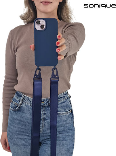 Sonique Back Cover Silicone 0.5mm with Strap Navy Blue (Poco F5 Pro)