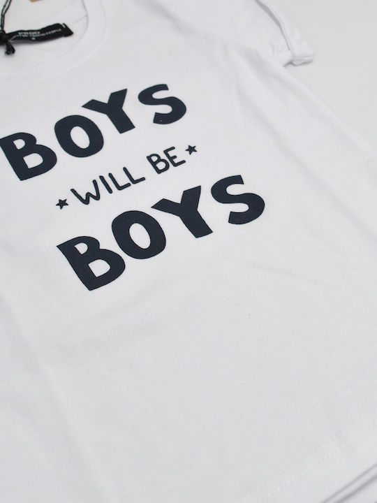 Prod Kids Set with Shorts Summer 2pcs White/Blue Dark Boys Will Be Boys