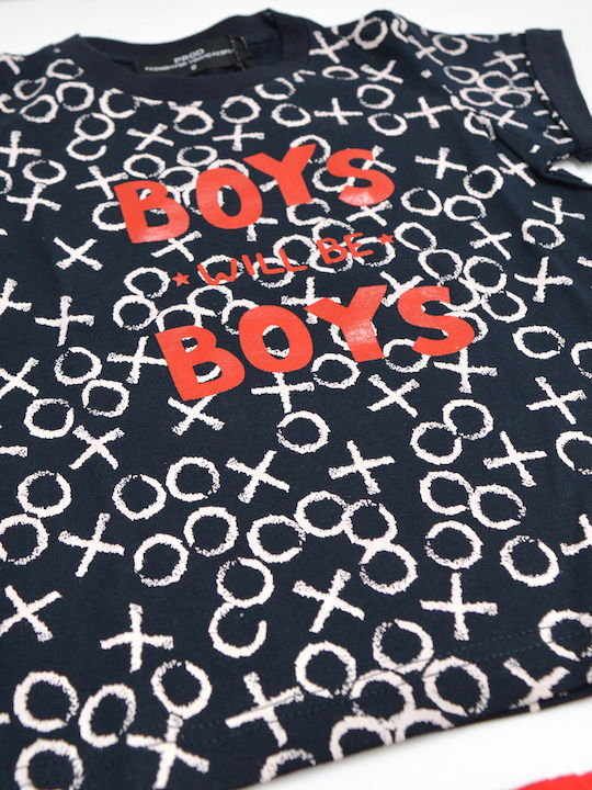 Prod Kids Set with Shorts Summer 2pcs Navy Blue Boys Will Be Boys