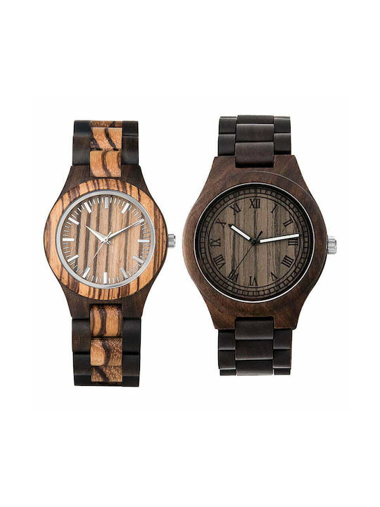 Mbrands Holz Paar Uhren, Holzarmband, Quarzwerk Miyota 2035